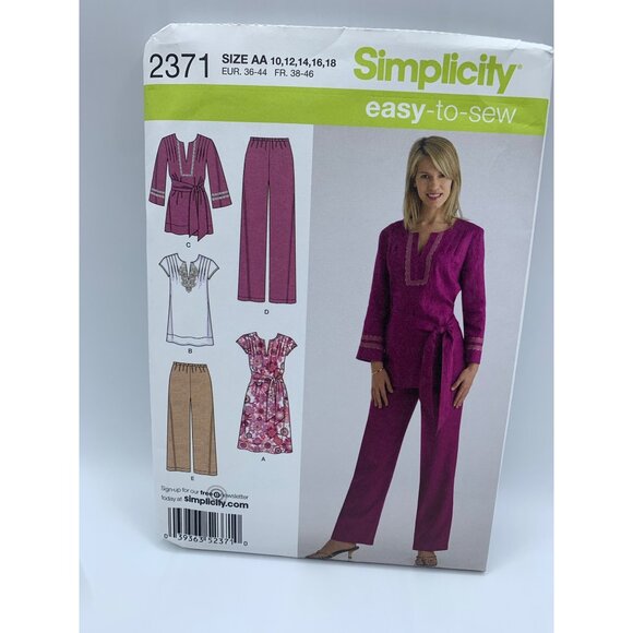 Simplicity Misses Dress Tunic Pants  Sewing Pattern sz 10-18 2371 - uncut - Picture 1 of 4